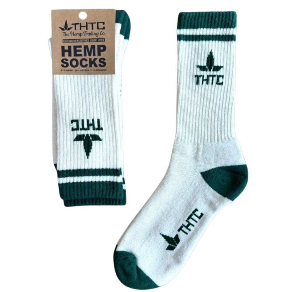 THTC Hemp Socks Ecru/Bottle Green