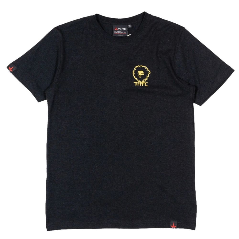 THTC Gold Lion Embroidered Hemp T-Shirt Black
